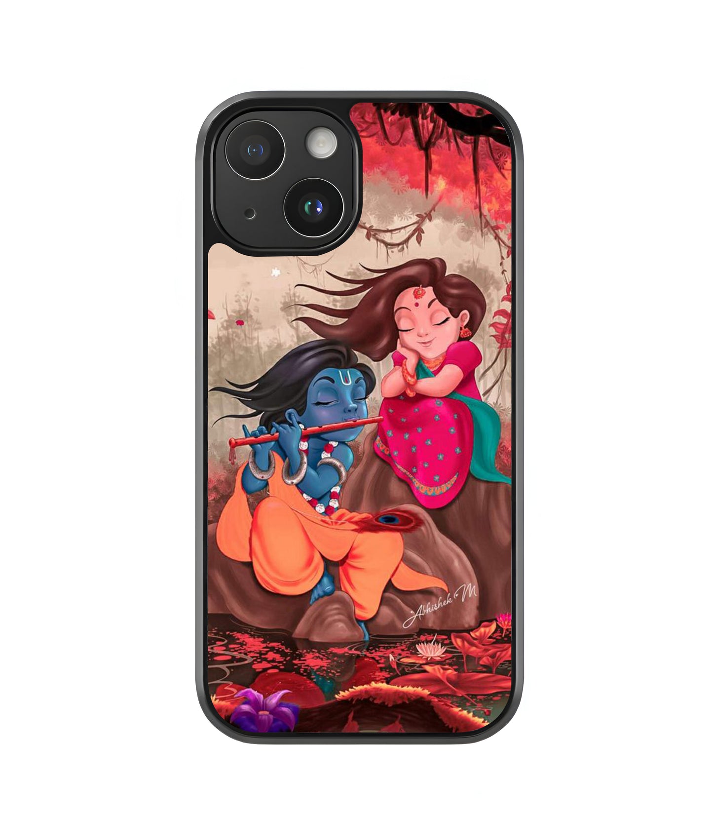 Radhe Krishna Glass Case